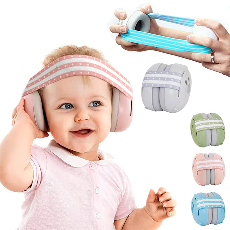 Baby noise protection earmuffs designed to reduce loud sounds and keep infants comfortable