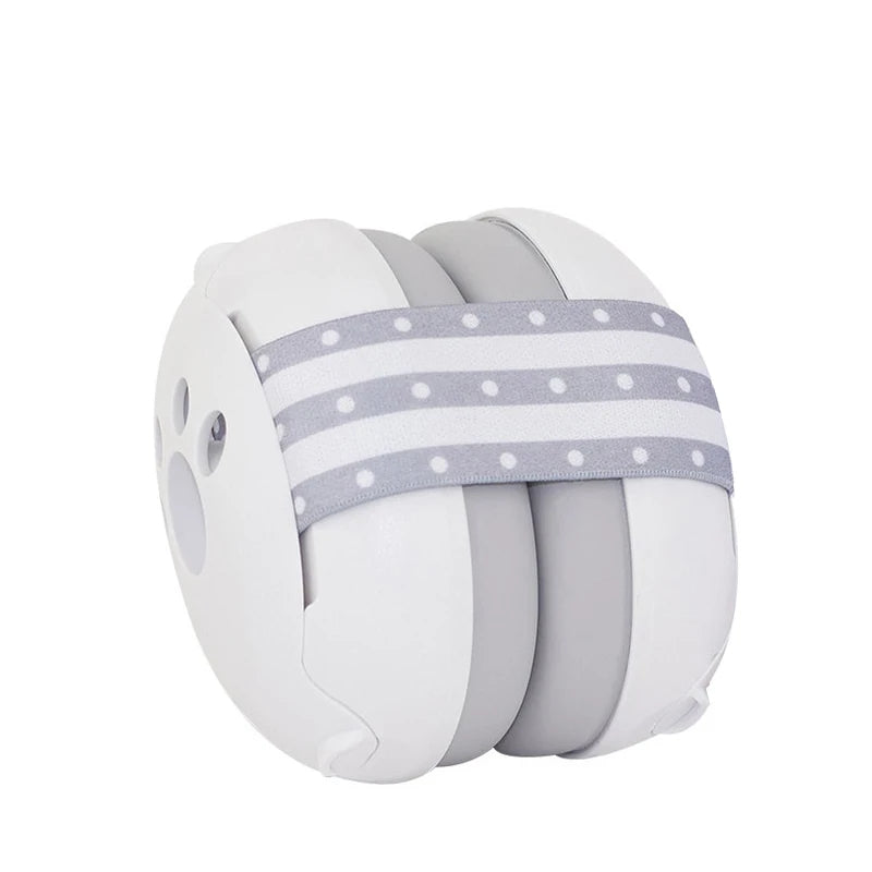 Baby noise protection earmuffs in white color designed to reduce loud sounds and keep infants comfortable (Color: White)