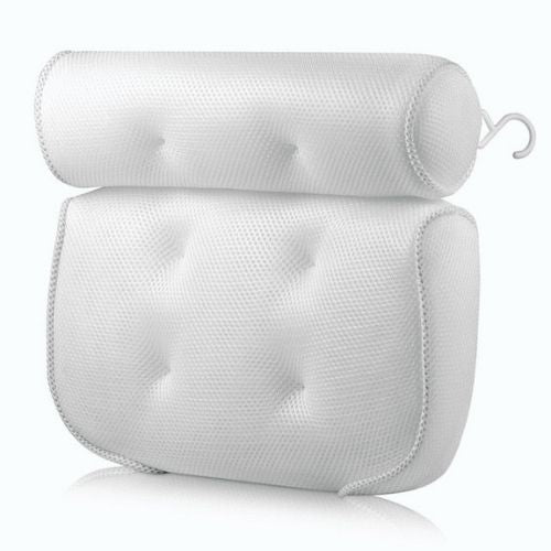 Bathtub pillow with ergonomic cushioned support for relaxing neck back and head comfort during baths product shot