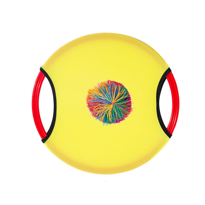 Bouncy disc paddle ball set 2 pack in yellow color outdoor game for beach pool and kids play (Color: Yellow)