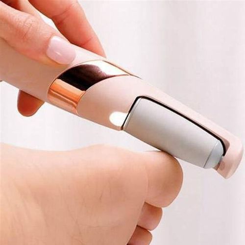 Electric foot file for removing calluses dead skin and smoothing feet at home alternate depiction of use