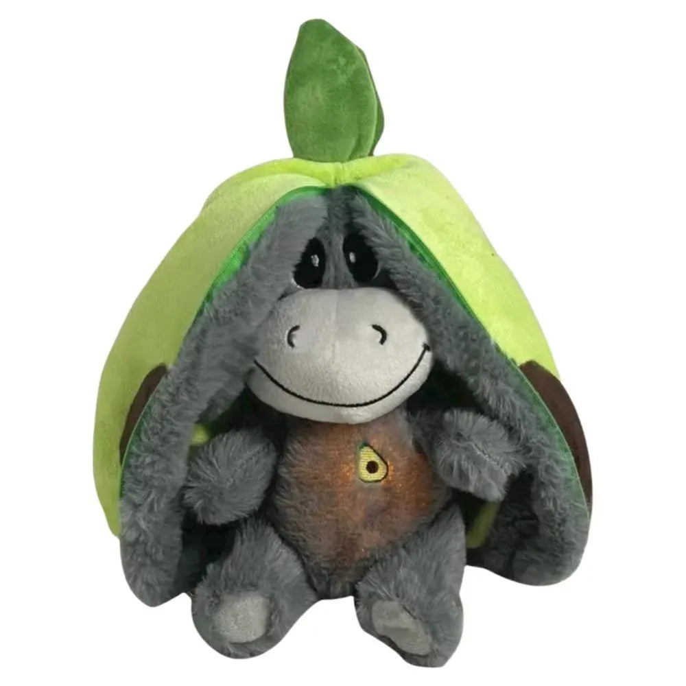 Calming donkey plush toy in avacado style with breathing motion soothing lights and strawberry and avocado themed designs for bedtime comfort (Style: Avacado)