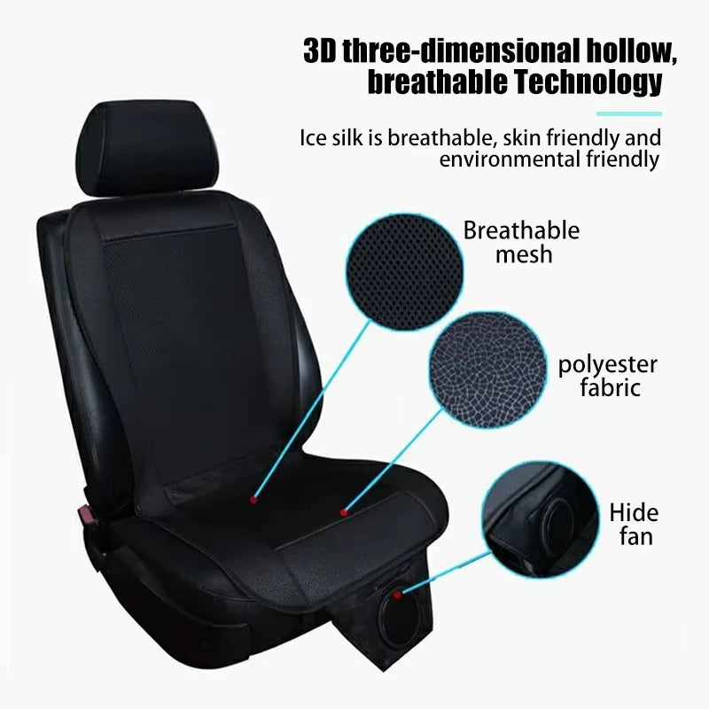 Breathable car seat cooling cushion with built-in fan for improved airflow and comfort during hot drives specs