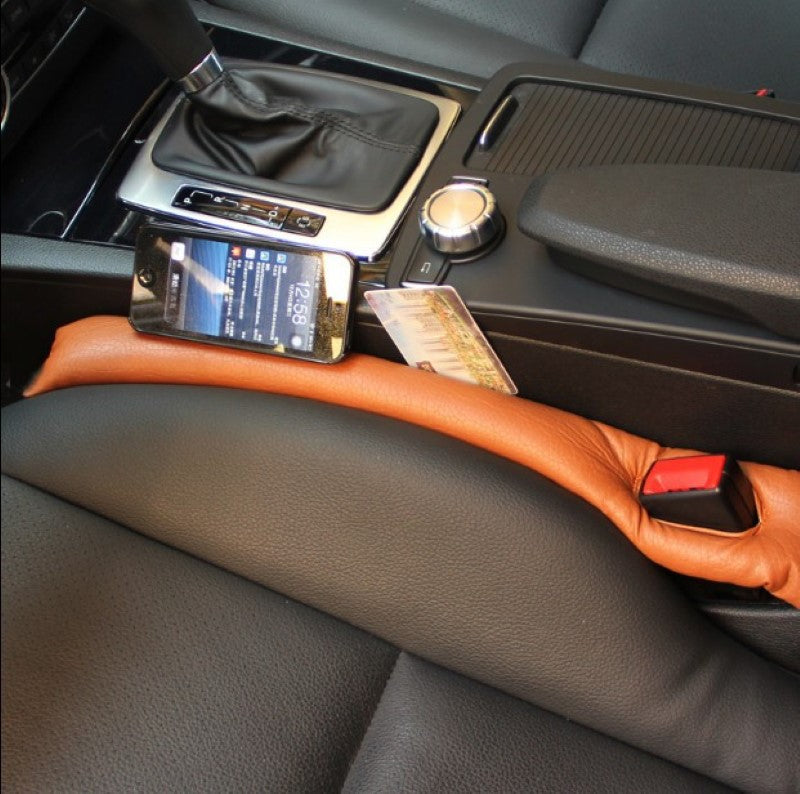 Car seat gap fillers pair prevents items from falling between seats universal fit for cars depiction of preventing personal items from falling from the space next to car seat