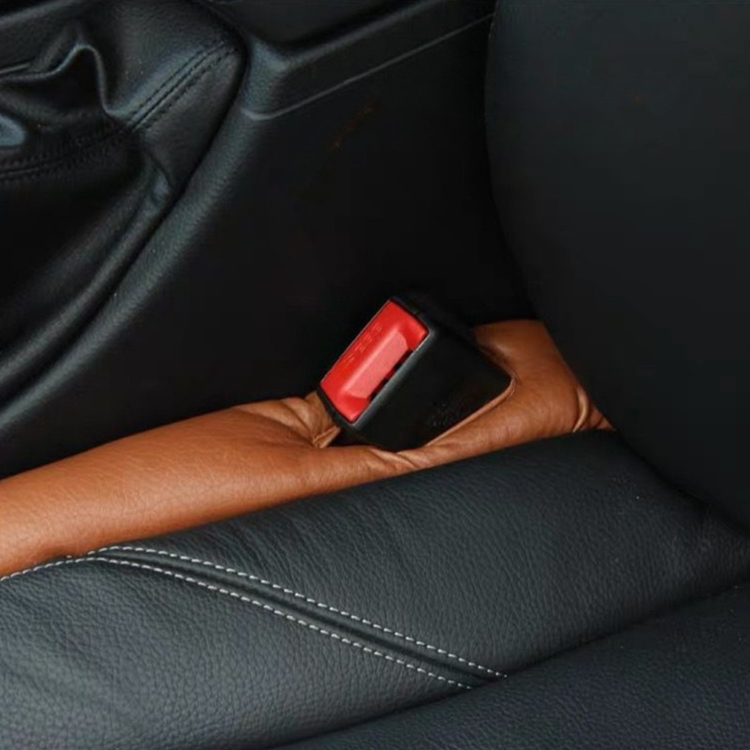 Car seat gap fillers pair prevents items from falling between seats universal fit for cars depiction of reserved space for seat belt safety buckle