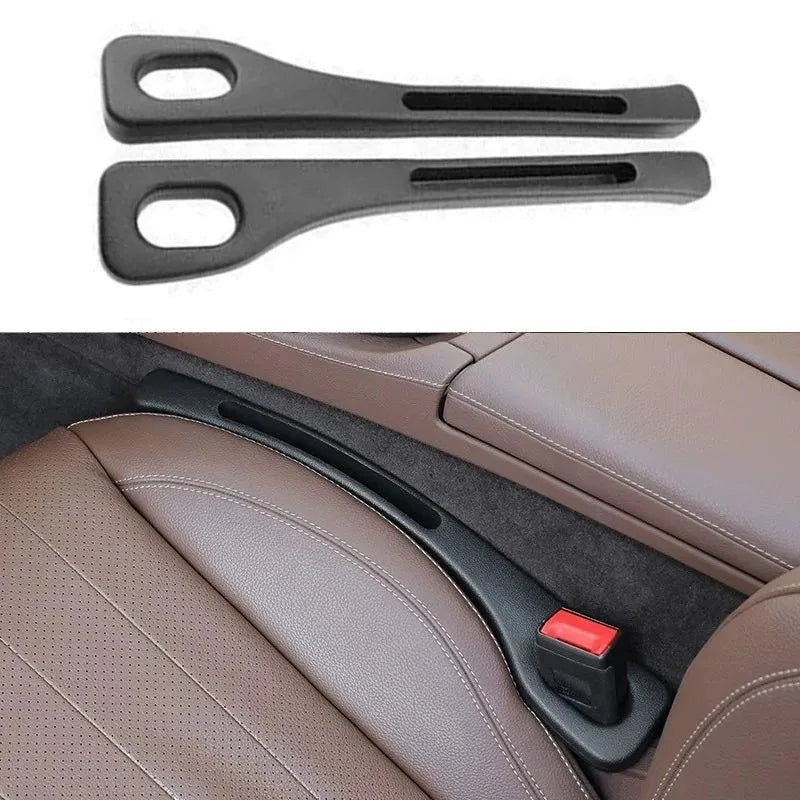 Car seat gap filler in black color insert that prevents phones, keys, and small items from falling between car seats (Color: Black)