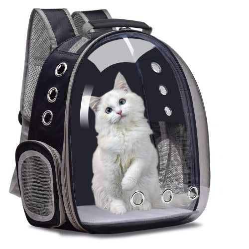Cat carrier backpack with transparent capsule window breathable design and padded travel straps