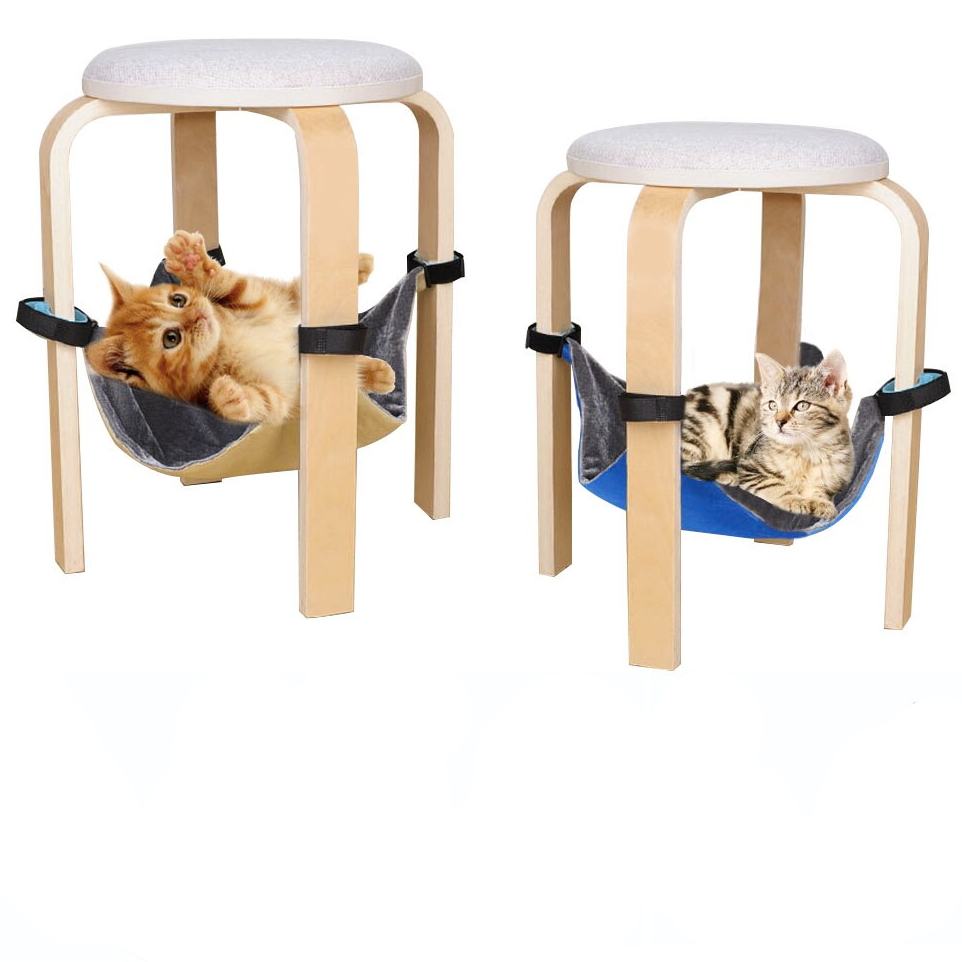 Cat chair hammock under chair bed with soft dual sided fabric for comfort depiction of use by 2 cats