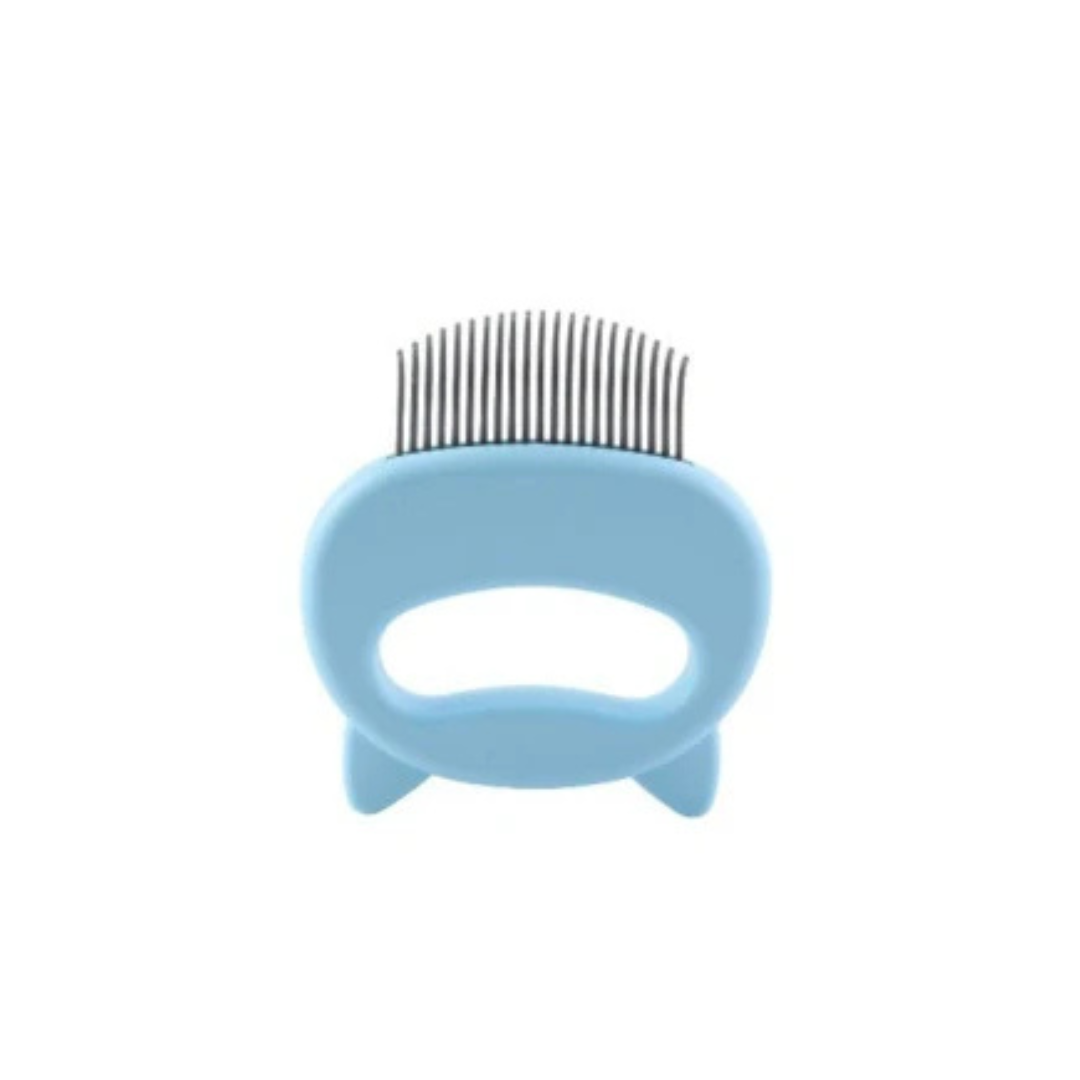 Cat grooming and massage comb in blue color for removing tangles loose hair and providing gentle massage (Color: Blue)