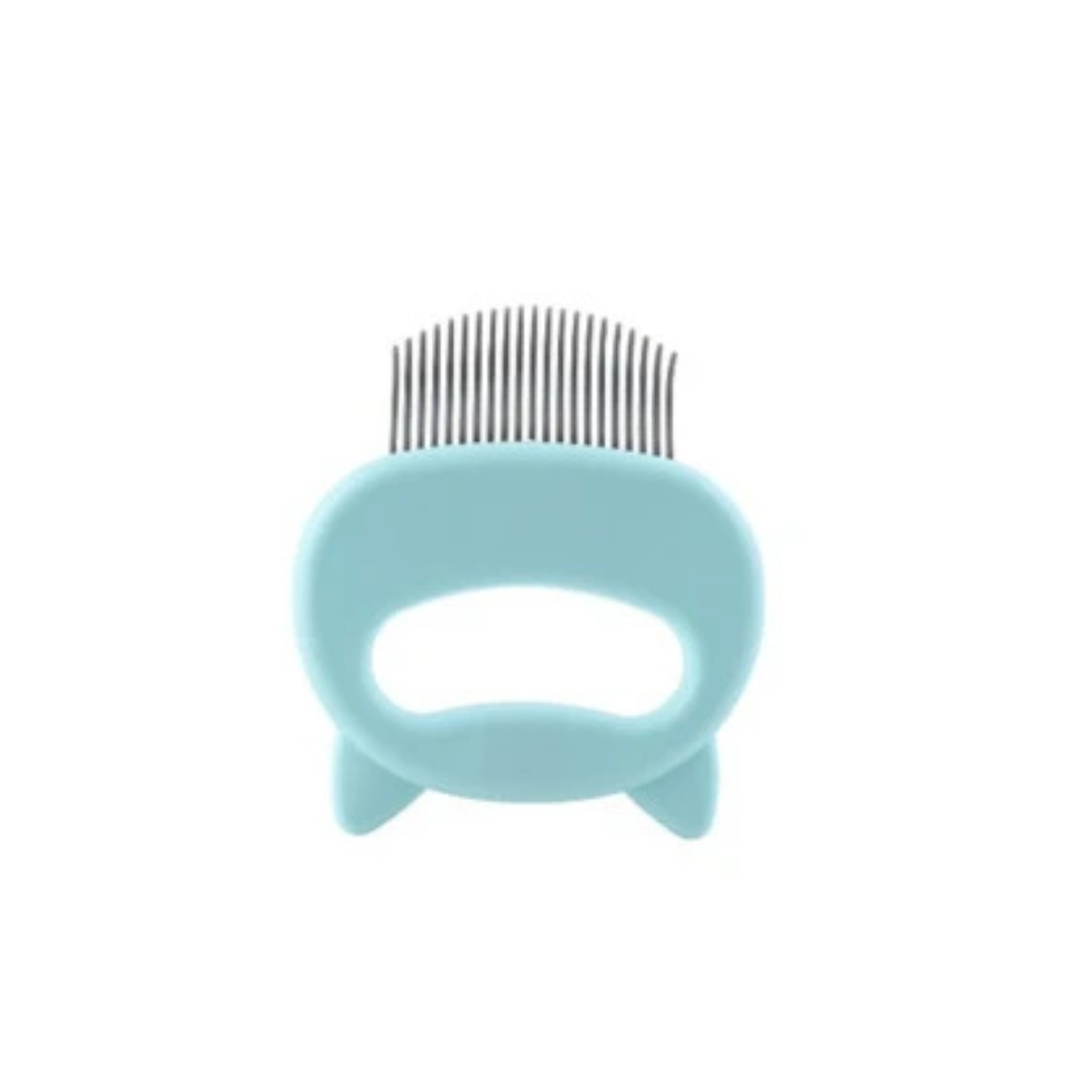 Cat grooming and massage comb in green color for removing tangles loose hair and providing gentle massage (Color: Green)