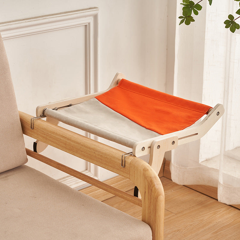 Cat hanging bed in orange color elevated pet bed with strong support and washable cover (Color: Orange)
