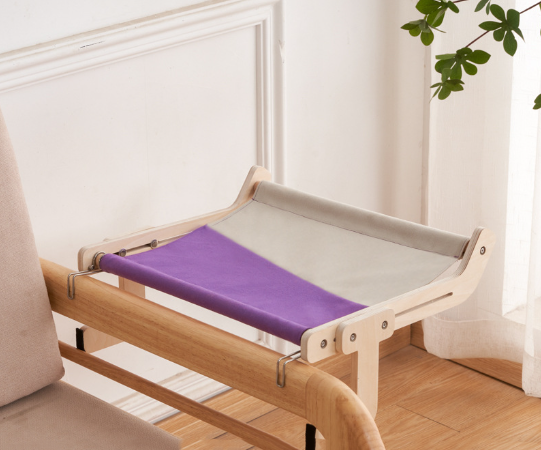 Cat hanging bed in purple color elevated pet bed with strong support and washable cover (Color: Purple)
