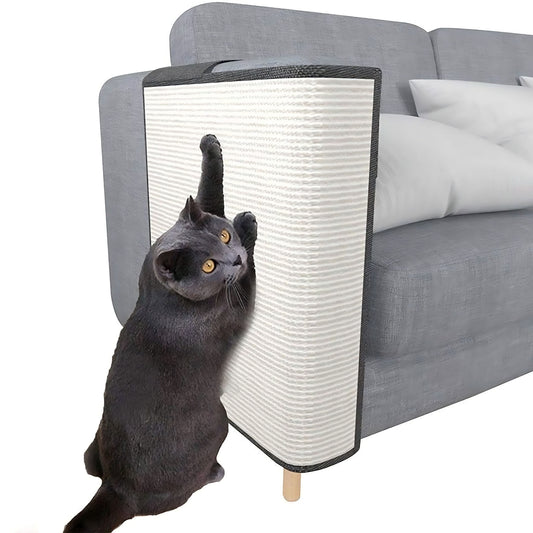 Cat scratch sofa protector with sisal panel to protect couch from scratching and damage