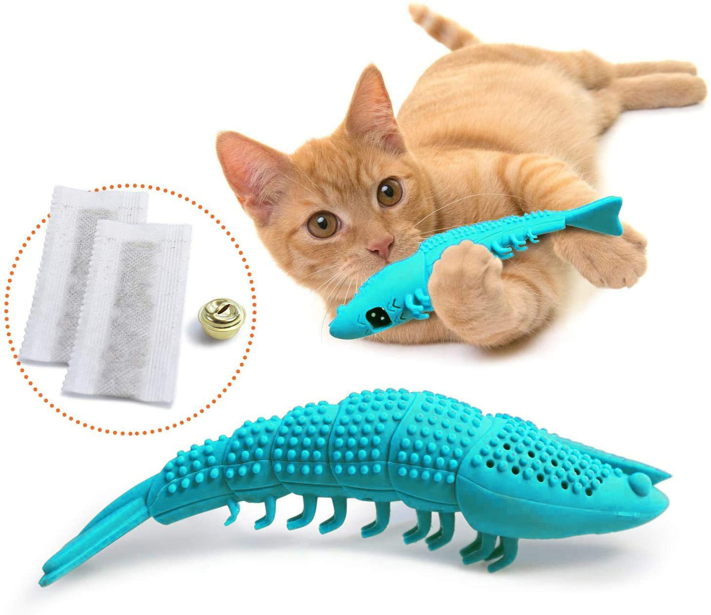 Cat teeth cleaning toy silicone chew toy in blue color for improving dental hygiene and gum health (Color: Blue)