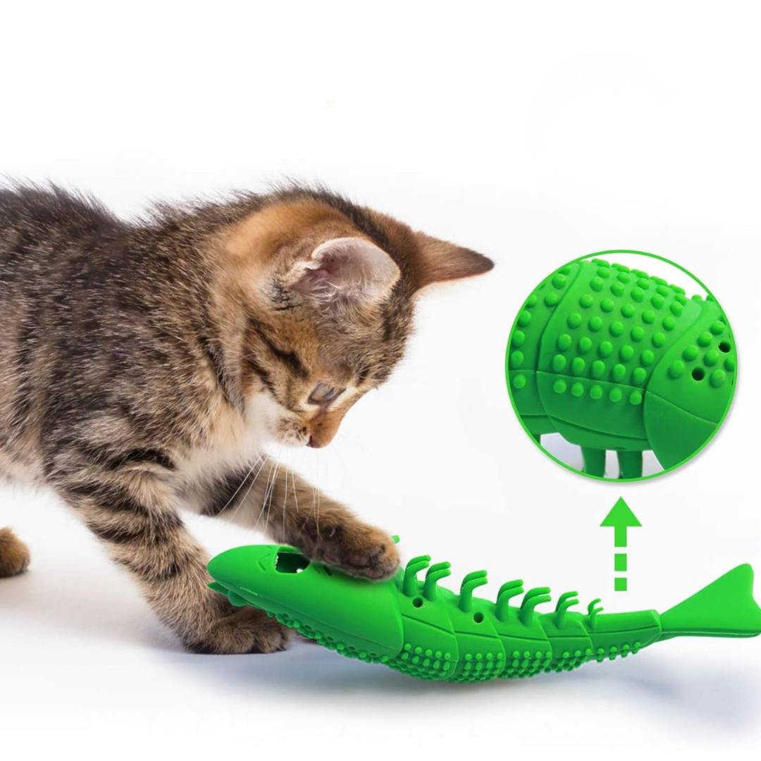 Cat teeth cleaning toy silicone chew toy for improving dental hygiene and gum health