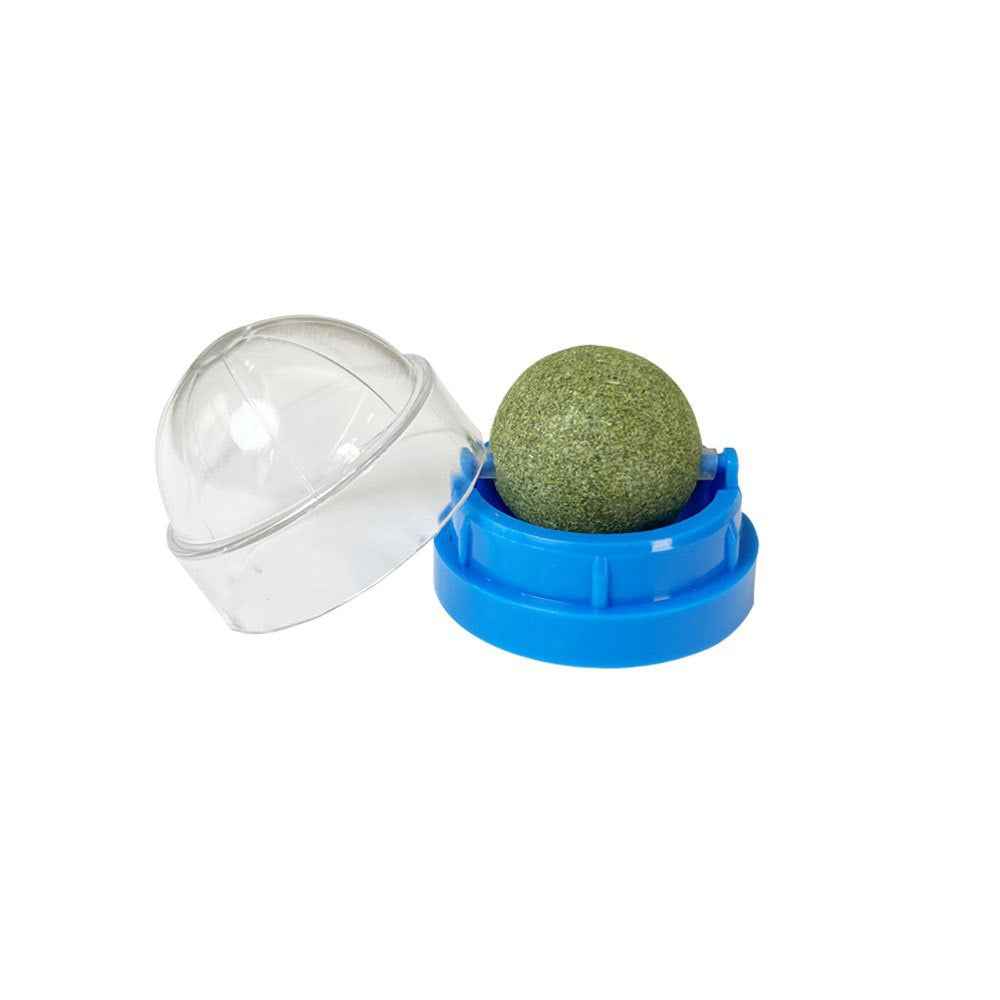 Catnip wall balls in blue color for cats 3 pack with adhesive backing for interactive play and self grooming (Color: Blue)