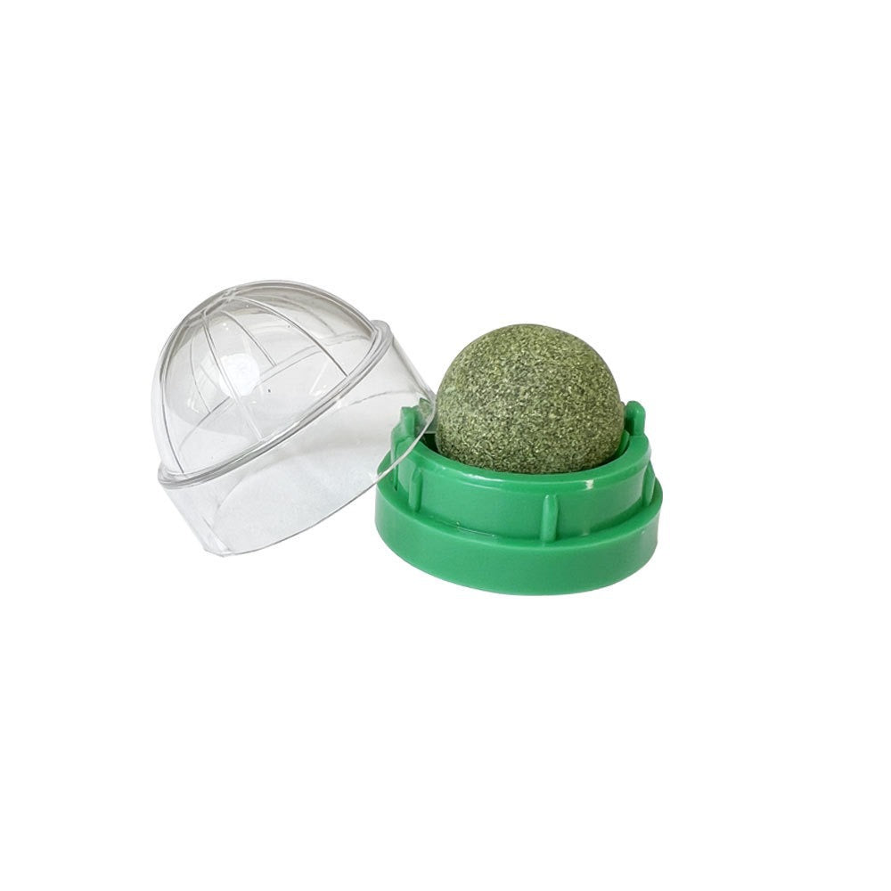 Catnip wall balls in green color for cats 3 pack with adhesive backing for interactive play and self grooming (Color: Green)