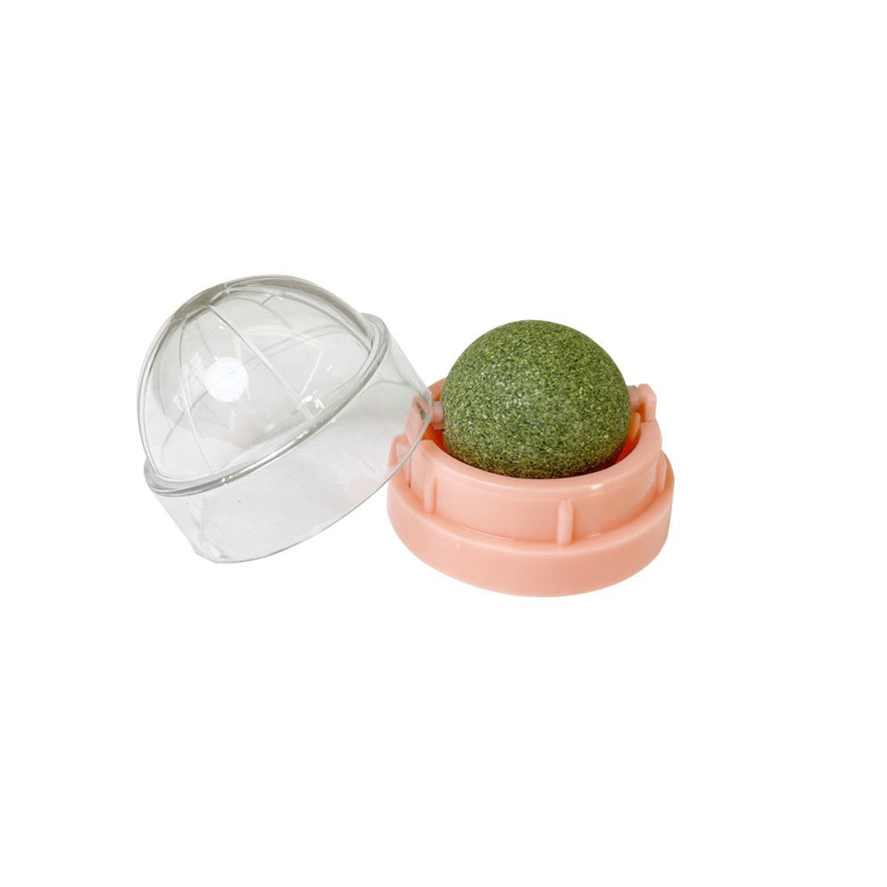 Catnip wall balls in pink color for cats 3 pack with adhesive backing for interactive play and self grooming (Color: Pink)