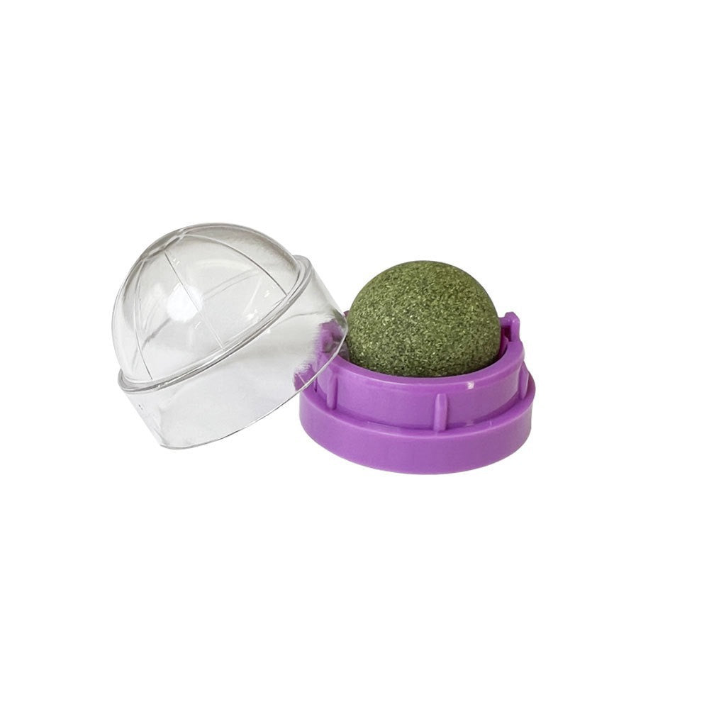 Catnip wall balls in purple color for cats 3 pack with adhesive backing for interactive play and self grooming (Color: Purple)