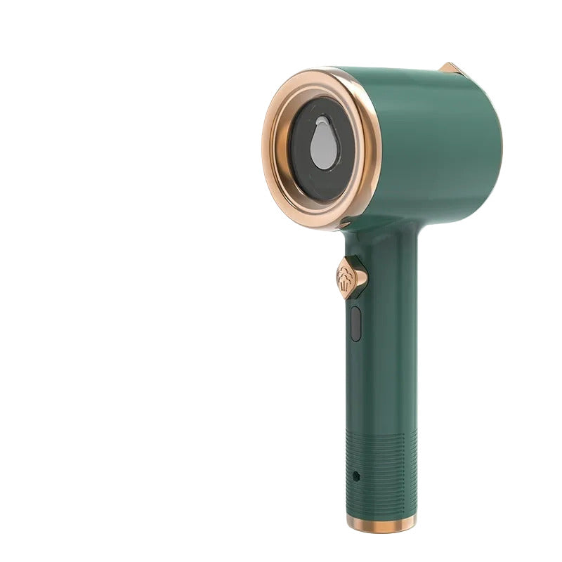 Compact handheld garment steamer in green color designed to quickly remove wrinkles from clothes for travel and home use (Color: Green)