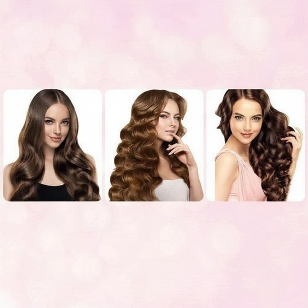 Cordless hair curler with automatic styling technology fast heating and rechargeable battery design model shot