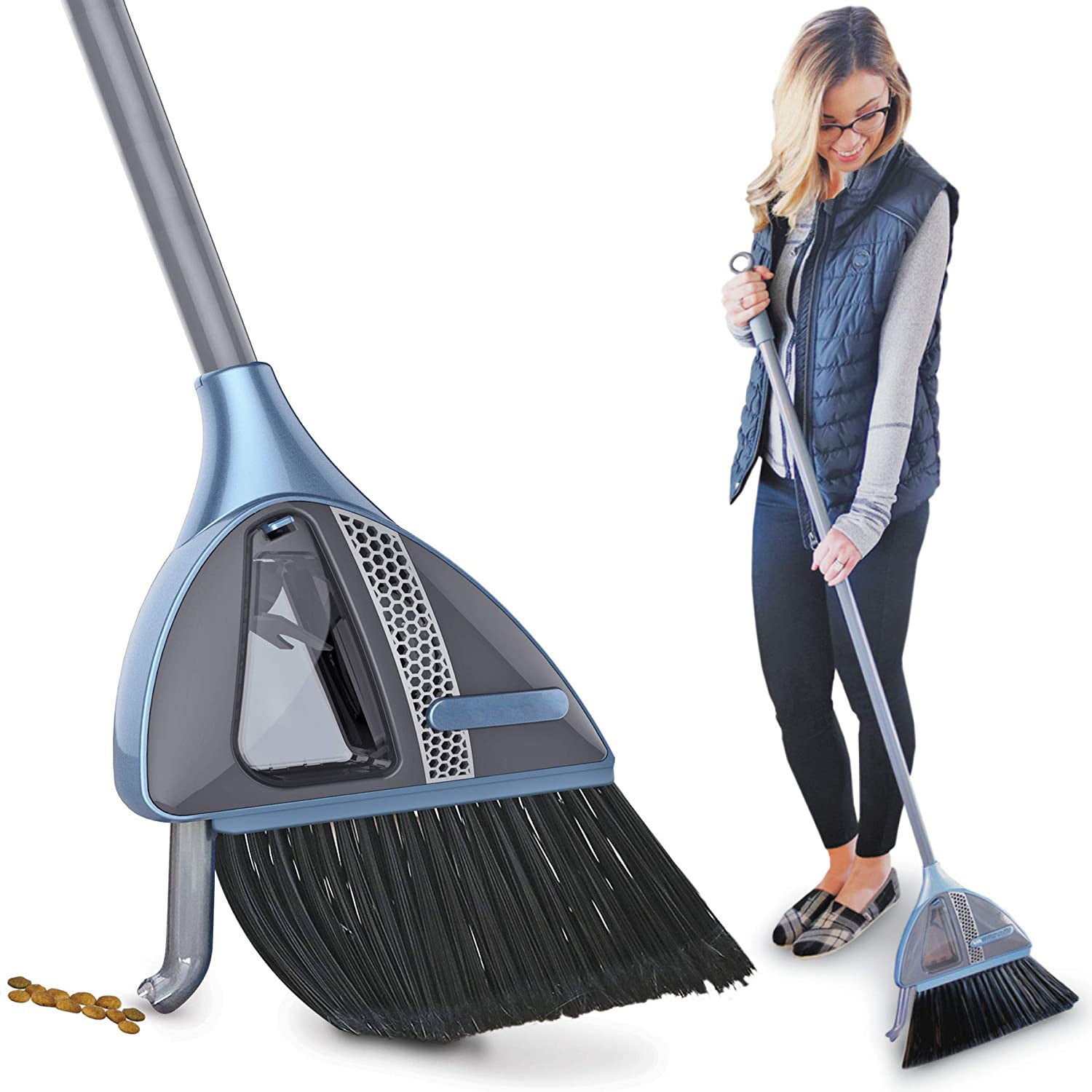 Cordless sweeper and vacuum 2 in 1 cleaner for dust hair and small debris model shot