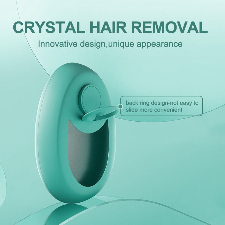Crystal hair removal and smoothing tool designed to gently remove hair and leave skin feeling smooth on legs, arms, and back depiction of non-slip design