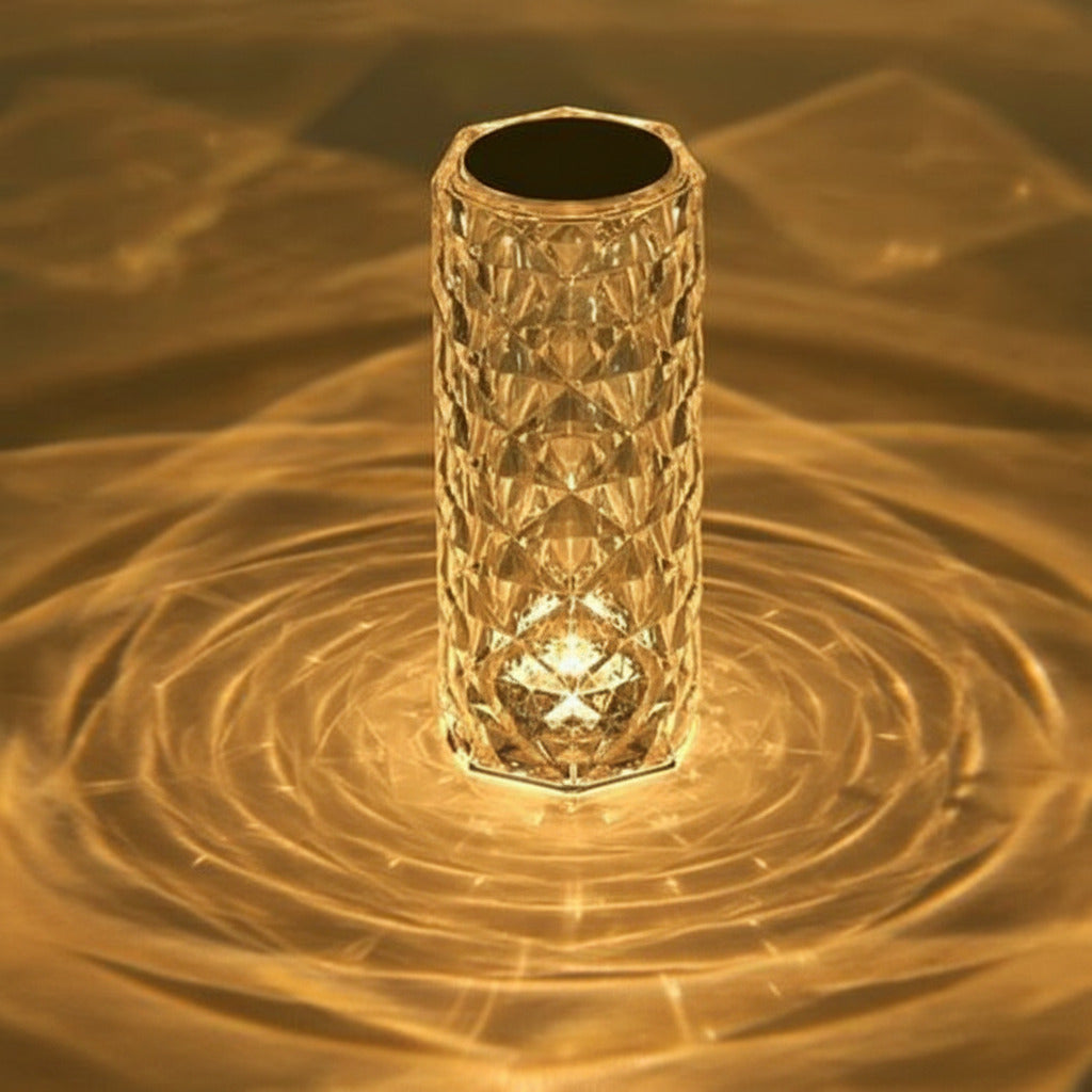 Crystal led table lamp with 16 color lighting touch control and decorative ambient glow yellow light