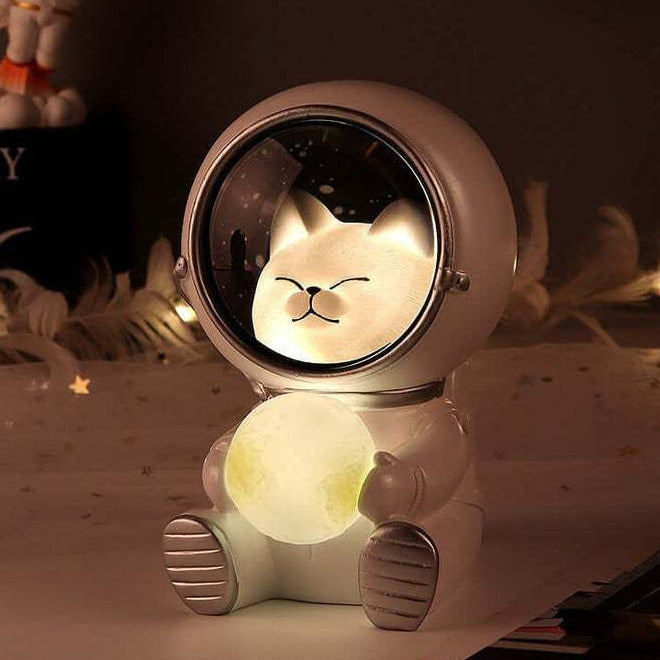 Cute astronaut led night light in kitten style with soft ambient glow for bedrooms desks and cozy room decor (Style: Kitten)