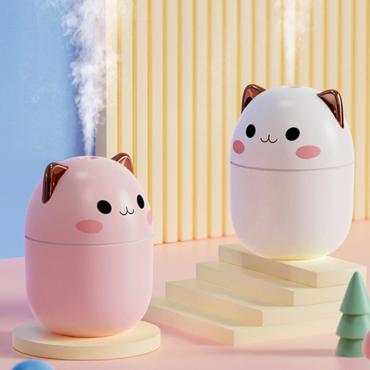 Cute cat USB air humidifier with cool mist and aromatherapy function for bedroom or office use