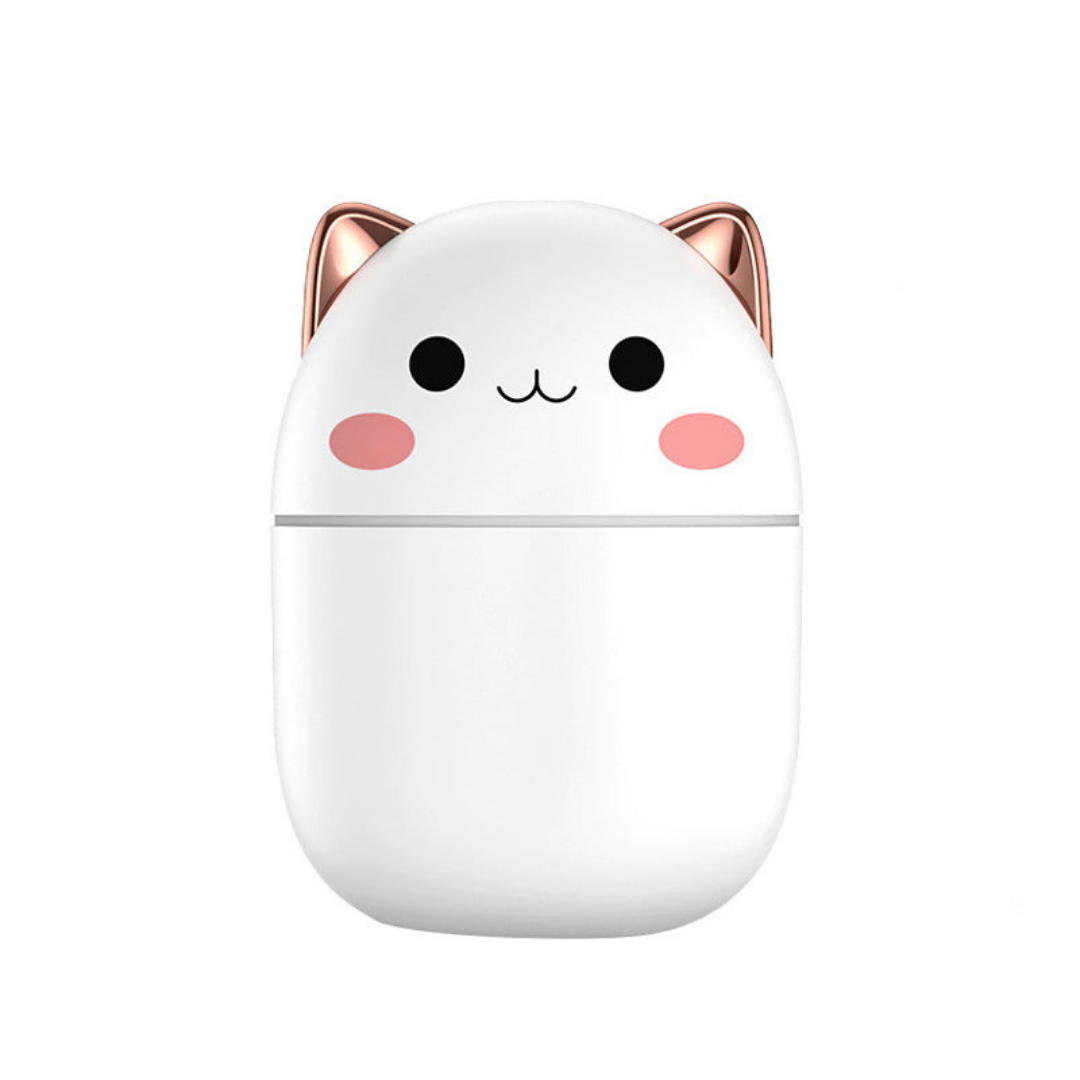 Cute cat USB air humidifier in white color with cool mist and aromatherapy function for bedroom or office use (Color: White)