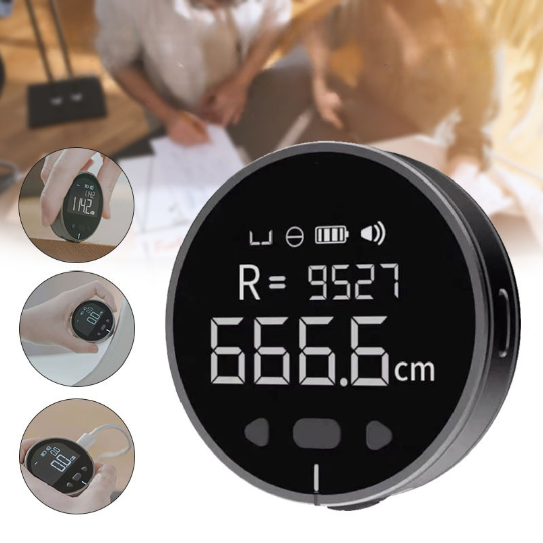 Digital distance measurer with compact rechargeable design and precision LCD display for accurate measurements alternate product shot