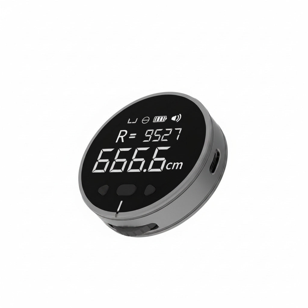 Digital distance measurer with compact rechargeable design and precision LCD display for accurate measurements product shot