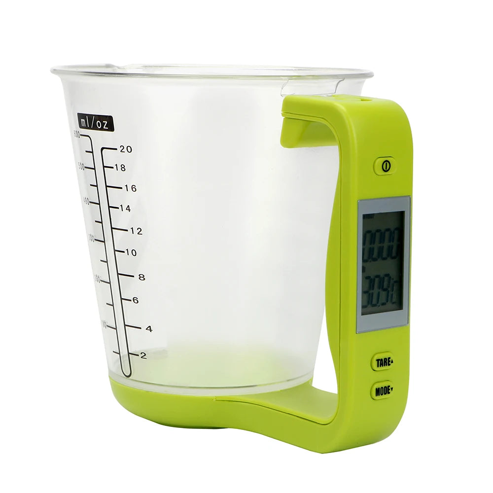 Digital measuring cup in green color with lcd display for precise measurement of liquids and solids (Color: Green)