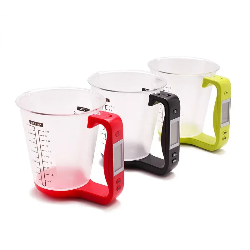 Digital measuring cup with lcd display for precise measurement of liquids and solids trio