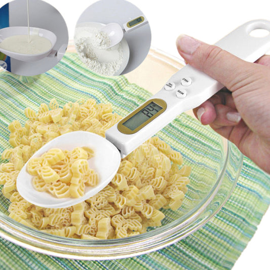 Digital measuring spoon with LCD display and precision food weighing for cooking baking and diet planning