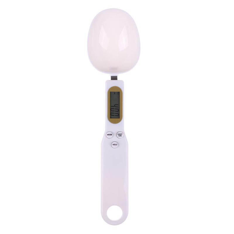 Digital measuring spoon in white color with LCD display and precision food weighing for cooking baking and diet planning (Color: White)