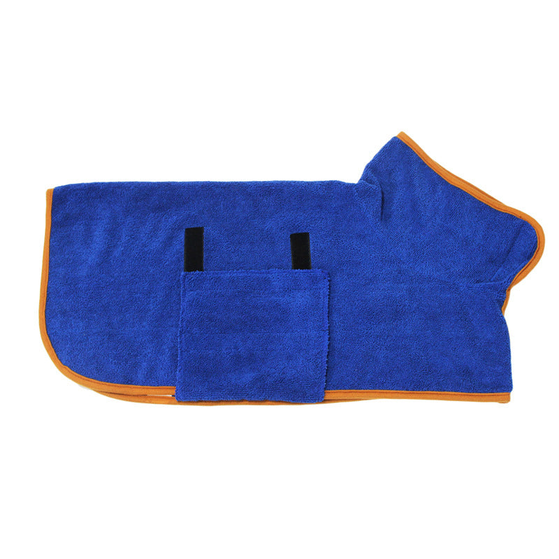 Dog bathrobe towel in blue color for drying pets quickly after baths walks and rainy days (Color: Blue)