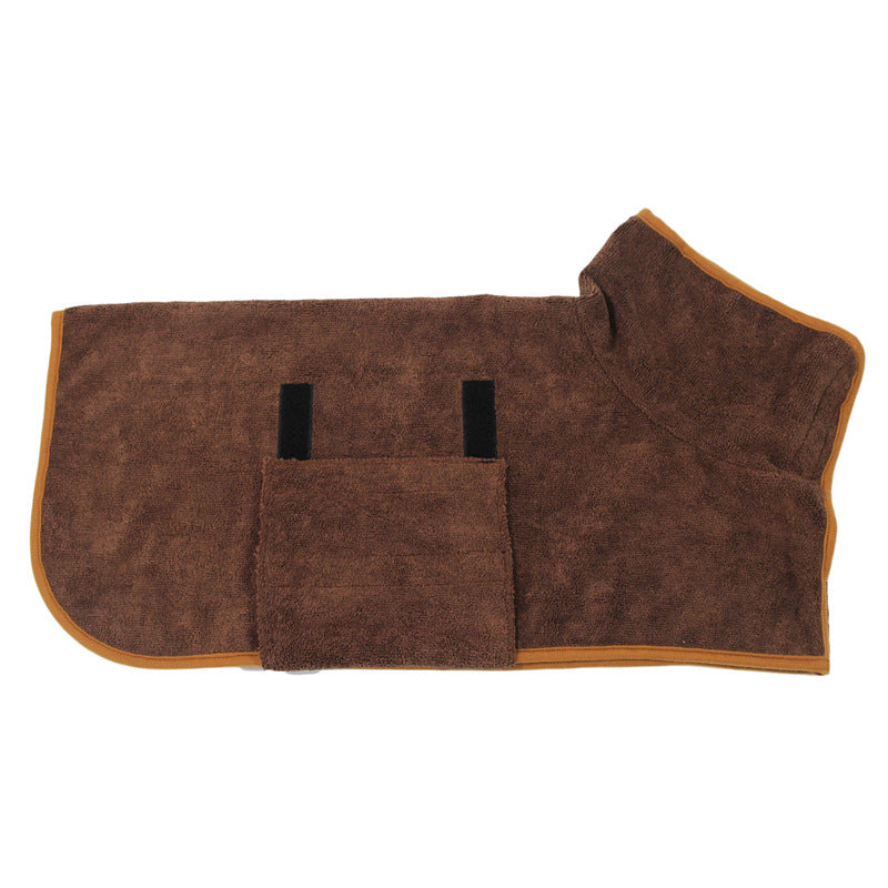 Dog bathrobe towel in brown color for drying pets quickly after baths walks and rainy days (Color: Brown)