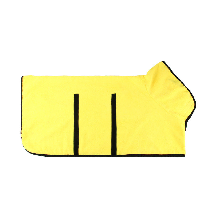 Dog bathrobe towel in yellow color for drying pets quickly after baths walks and rainy days (Color: Yellow)