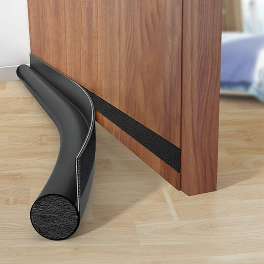 Door draft stopper in black color for blocking cold air noise dust and odors under doors (Color: Black)