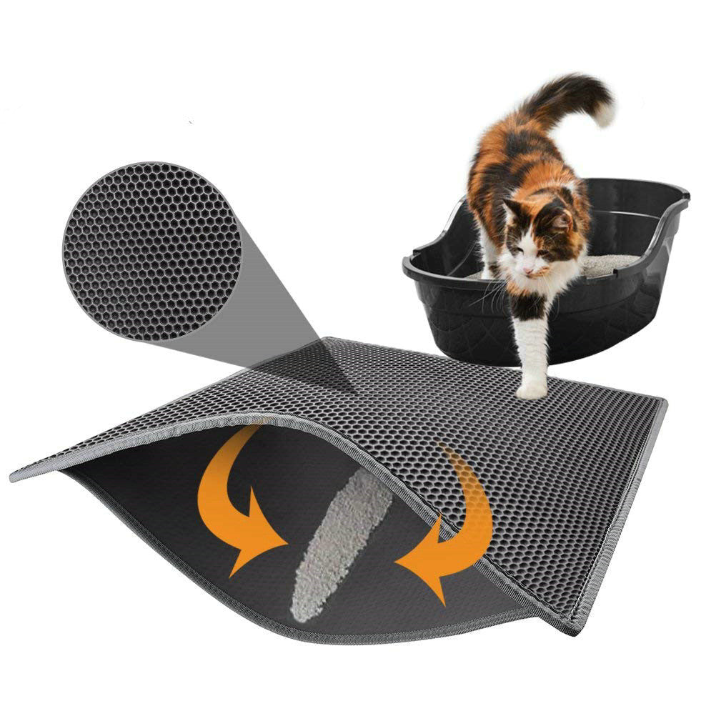 Cat litter mat double layer honeycomb design for trapping litter and protecting floors