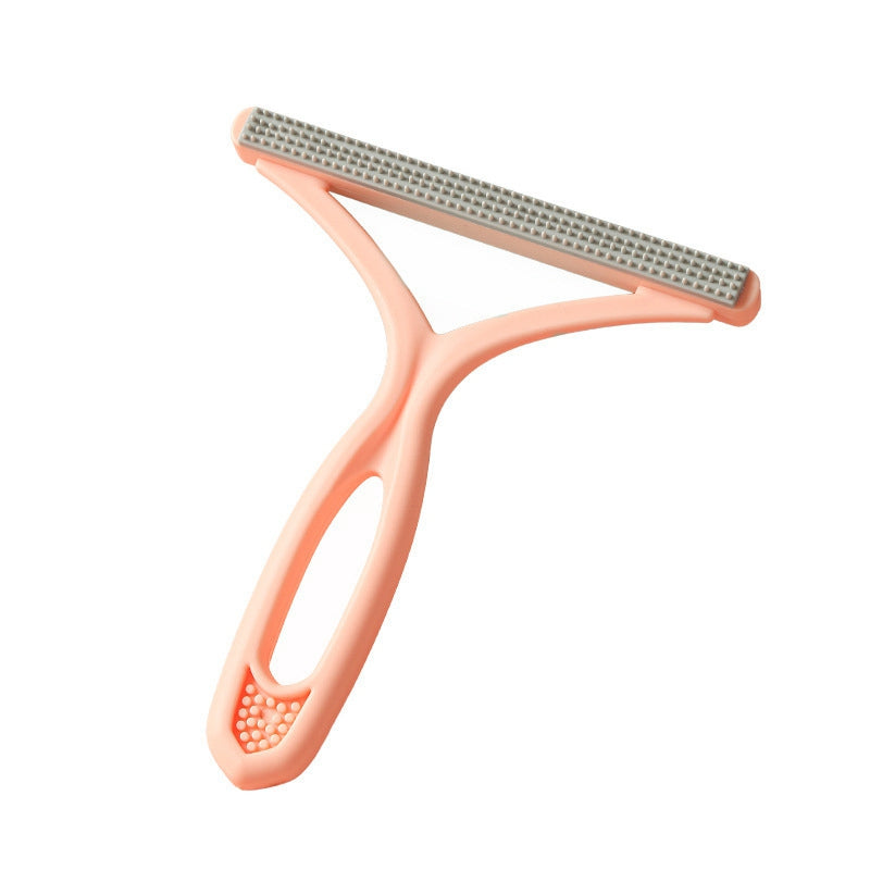 Double sided pet hair and lint remover tool in pink color for removing fur from clothes and furniture (Color: Pink)