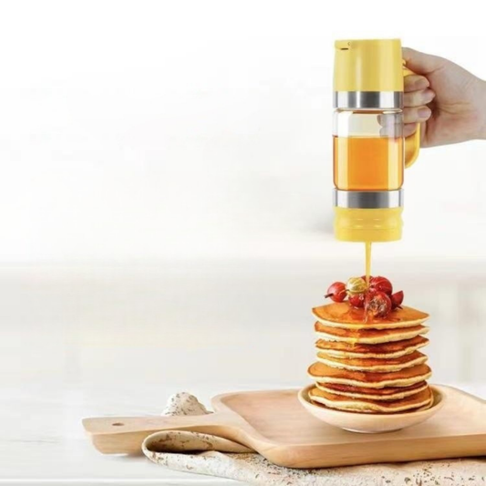 Easy pour honey dispenser with smooth controlled flow and anti drip design for clean serving depiction of use