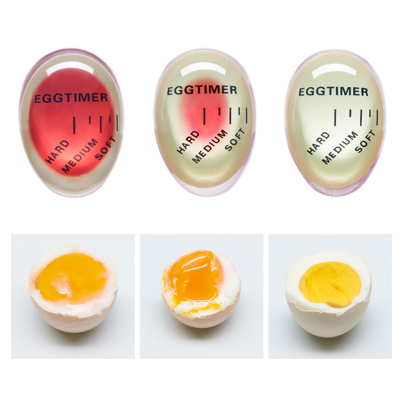 Egg boiling timer color changing egg timer for soft medium and hard boiled eggs depiction of different boiling levels
