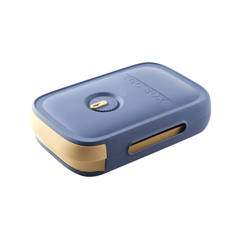Egg storage drawer in blue color with stackable design airflow ventilation and freshness tracking lid (Color: Blue)