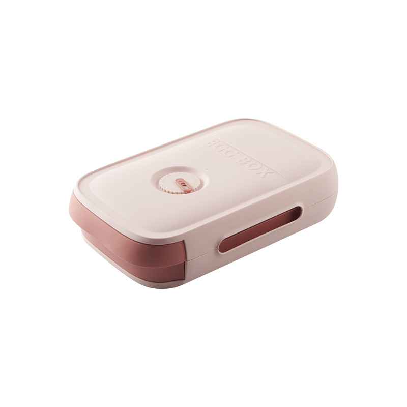 Egg storage drawer in pink color with stackable design airflow ventilation and freshness tracking lid (Color: Pink)