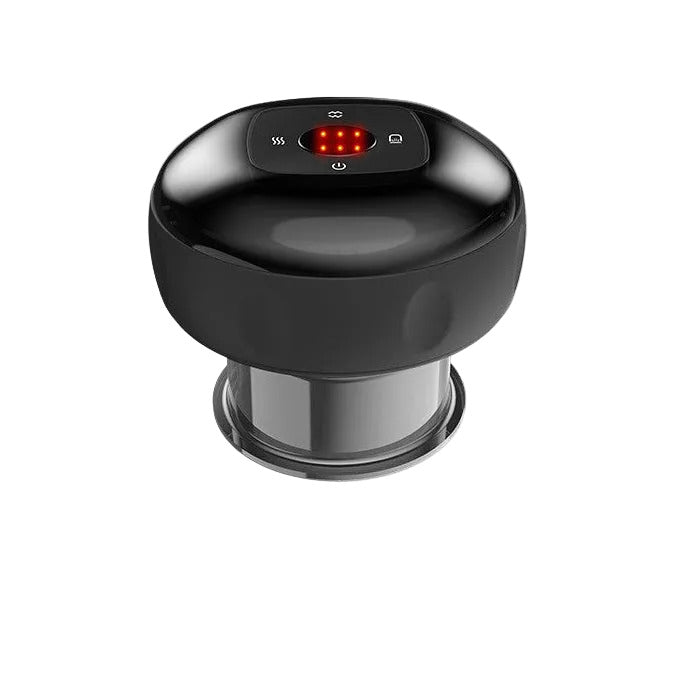 Electric vacuum cupping massage device in black color with suction and heat therapy for body relaxation and muscle relief (Color: Black)