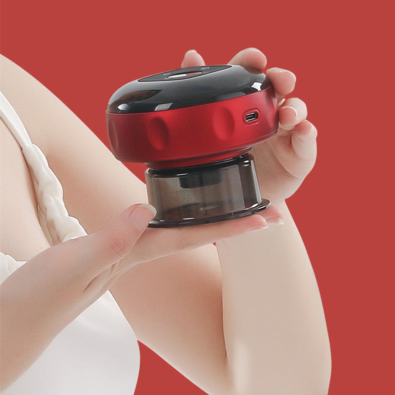 Electric vacuum cupping massage device with suction and heat therapy for body relaxation and muscle relief front shot