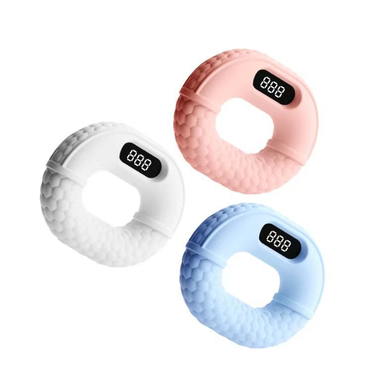 Electronic hand grip strength trainer with built-in counter, designed to track grip exercises and improve hand and forearm strength trio